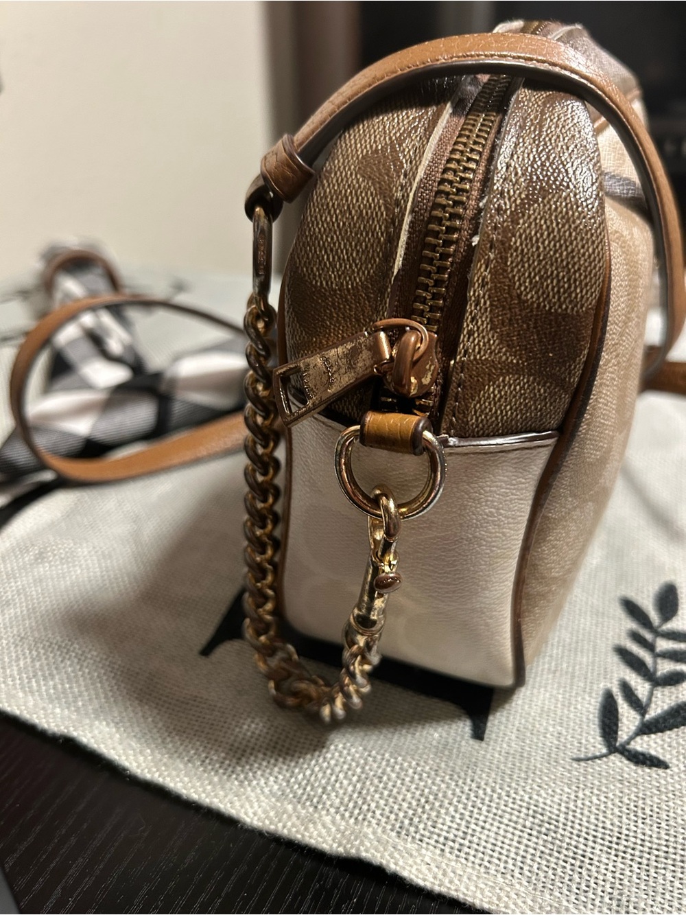 Coach Jamie Multi Signature Camera Crossbody with Tan Leather Trim CA172 - Picture 5 of 16